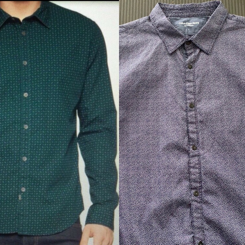 Calvin Klein Button Down Navy Micro Pattern